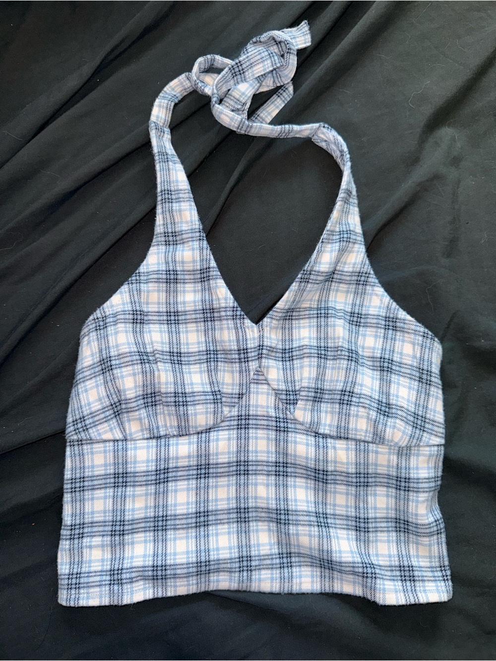 148. Hollister Blue and White Plaid Halter